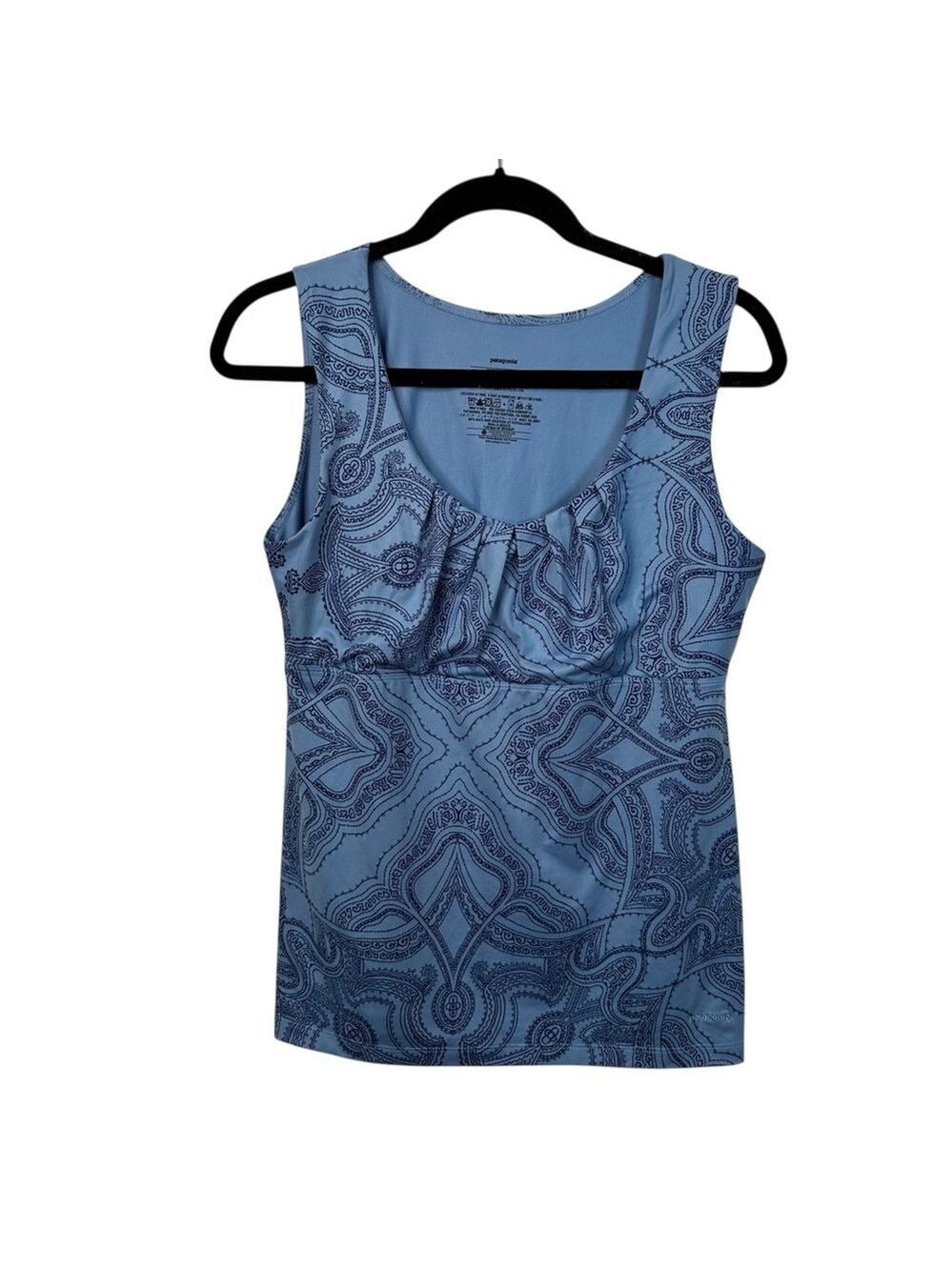 Patagonia Bandha Top Raja Railroad Blue Yoga Tank Shelf Bra Paisley Large - Picture 1 of 10